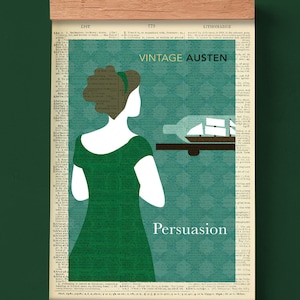 Book Cover of Persuasion by Jane Austen, Literary  Poster, Classroom Wall Art, Book Art, Book Cover Print, English Literature