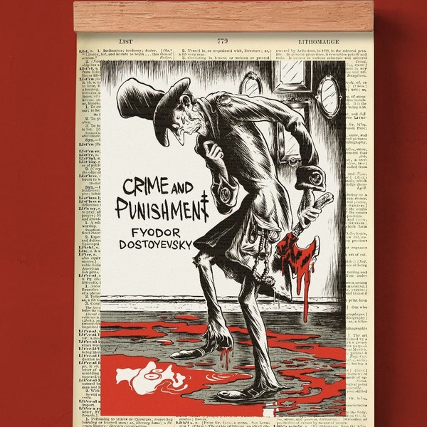 Crime & Punishment by Fyodor Dostoevsky, Printable Book Cover, Literary Poster, Book Cover Print, Russian Literature