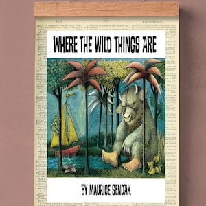 Donde viven los monstruos de Maurice Sendak, portada imprimible, póster literario, arte mural para el aula, arte literario, literatura infantil