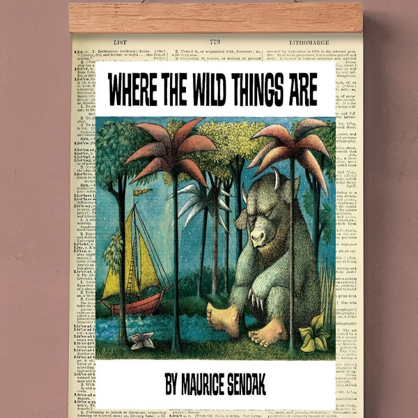 Where the Wild Things Are by Maurice Sendak, Printable Book Cover, Literary Poster, Classroom Wall Art, Book Art, Children's Literature