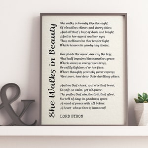 She Walks in Beauty by Lord Byron, Printable Poetry, Poetry Wall Art,  Literary Quote Print