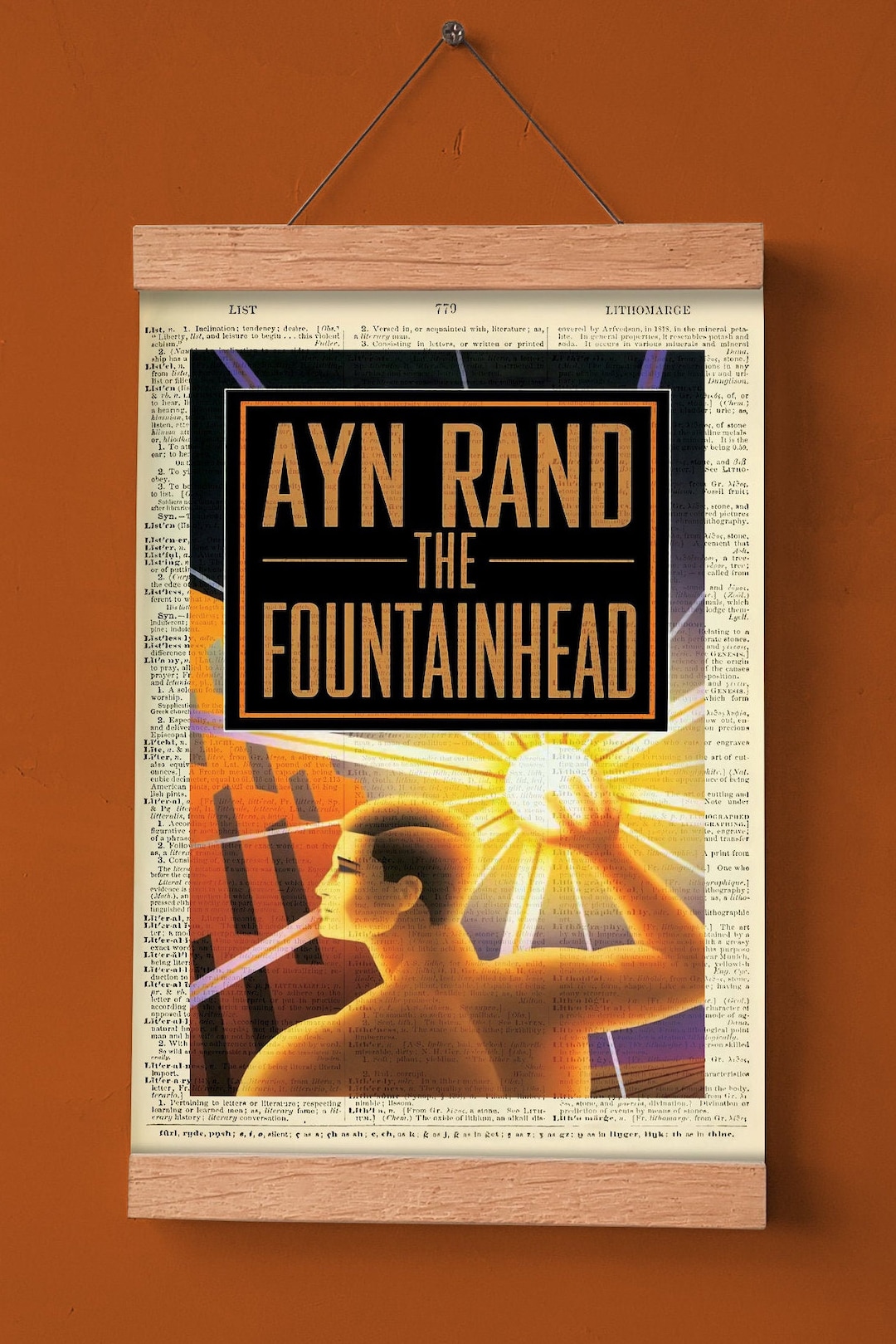 Fountainhead Printable Book Cover, Ayn Rand Print, Literary Poster
