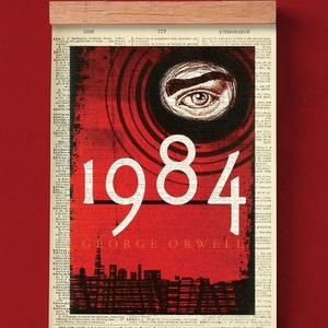 1984 von George Orwell, druckbarer Buchcover, literarisches Poster, Klassenzimmer Wandkunst, Buchcover Druck, Literatur Geschenk