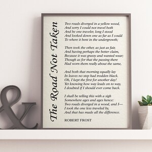 The Road Not Taken by Robert Frost, Printable Poetry, Poetry Wall Art,  Literary Quote Print