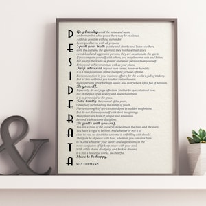 Desiderata by Max Ehrmann, Printable Poetry, Poetry Wall Art,  Literary Quote Print, Literature Print
