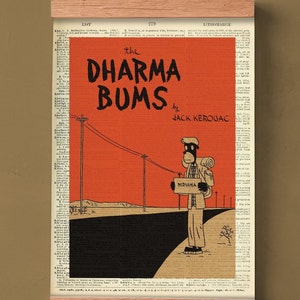 Buch Cover des Dharma Bums von Jack Kerouac, Literarisches Poster, Klassenzimmer Wandkunst, Buchkunst, Buch Cover Print, Reise Poster