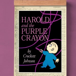 Harold and the Purple Crayon by Crockett Johnson, Printable Book Cover, Literary Poster, Classroom Wall Art, Book Art, Children&#39;s Literature