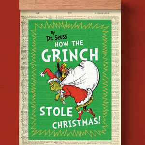 Printable How The Grinch Stole The Christmas von Dr.Seuss, Literarisches Poster, Klassenzimmer Wandkunst, Buch Cover Druck, Kinderliteratur