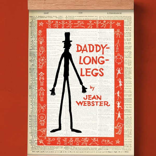 Daddy Long Legs by Jean Webster, Printable Book Cover, Literary Art Poster, Classroom Wall Art, Book Cover Print, American Literature Art