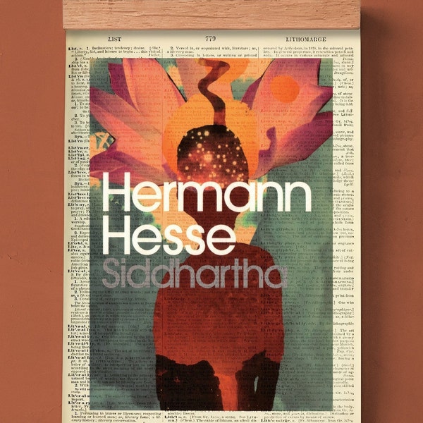Siddhartha par Hermann Hesse, Couverture de livre imprimable, Affiche littéraire, Art de mur de bibliothèque, Art de livre, impression de couverture de livre, art allemand de littérature