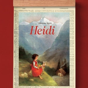 Printable Book Cover of Heidi, Johanna Spyri, Literary Poster, Classroom Library Wall Art, Book Cover Print, Children&#39;s Classic Literature