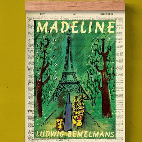 Printable Book Cover Madeline by Ludwig Bemelmans, Literary Poster, Classroom Library Wall Art, Book Cover Print, Children's Classic Art