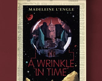 A Wrinkle In Time by  Madeleine L'Engle, Printable Book Cover, Literary Poster, Classroom Wall Art, Book Cover Print, Science Fiction Poster