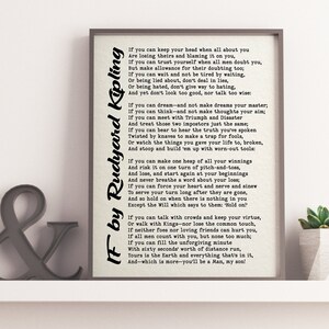 If by Rudyard Kipling, Printable Poetry, Poetry Wall Art,  Literary Quote Print, Graduation Gift