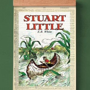 Stuart Little de E.B. White, portada imprimible, póster literario, arte mural para el aula, arte literario, literatura infantil