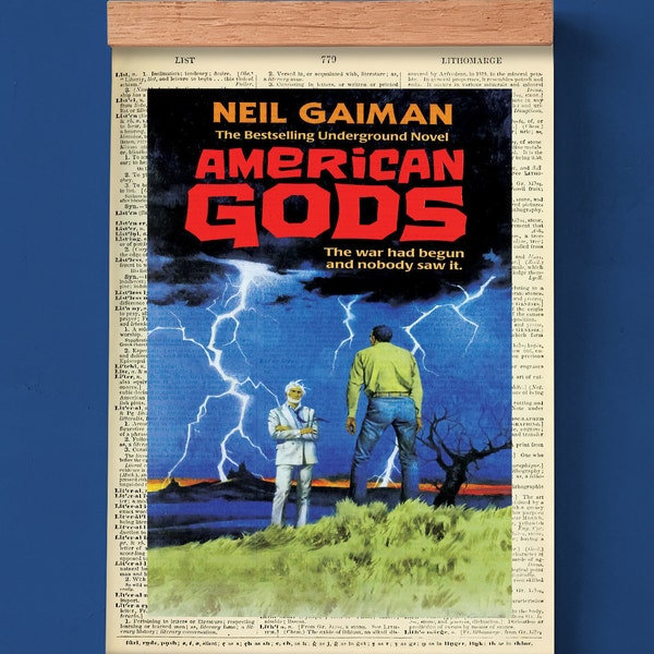 American Gods by Neil Gaiman, Printable Book Cover, Literary Poster, Classroom Wall Art, Book Art Print, Classic Literature