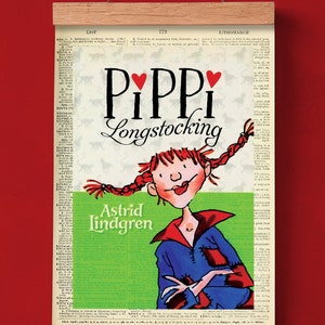 Pippi Langstrumpf von Astrid Lindgren, Buchcover zum selbst ausdrucken, literarisches Poster, Klassenzimmer Wandkunst, Buchkunst, Kinderbuch