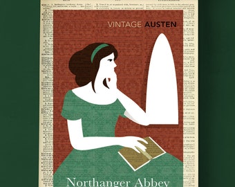 Book Cover of Northanger Abbey by Jane Austen, Literary Wall Art, Living Room Hanging, Printable Book Poster, English Literature