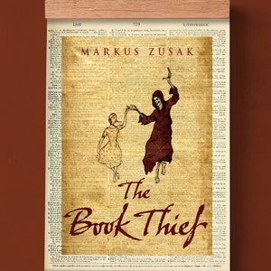 La ladrona de libros de Markus Zusak, portada imprimible, póster literario, arte mural para el aula, arte literario, impresión de portada, literatura australiana