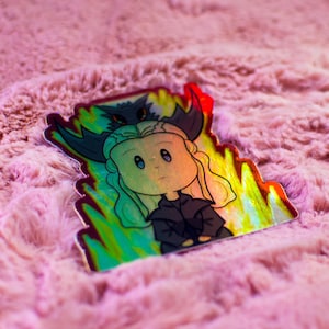 Dragon Mother holografisch glänzend | Regenbogen | Kawaii Kunst | Chibi