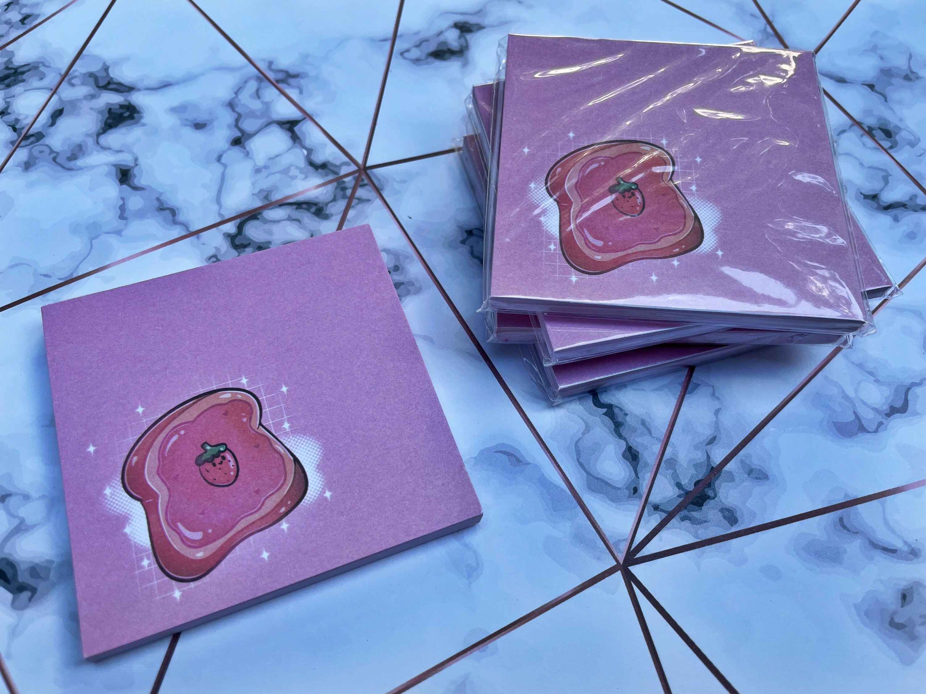 Strawberry Toast Sticky Notes | Kawaii Notepads | Food Art | Stationery ...