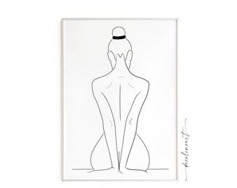 Premium Vector  Naked woman standing back one line drawing on white  isolated background