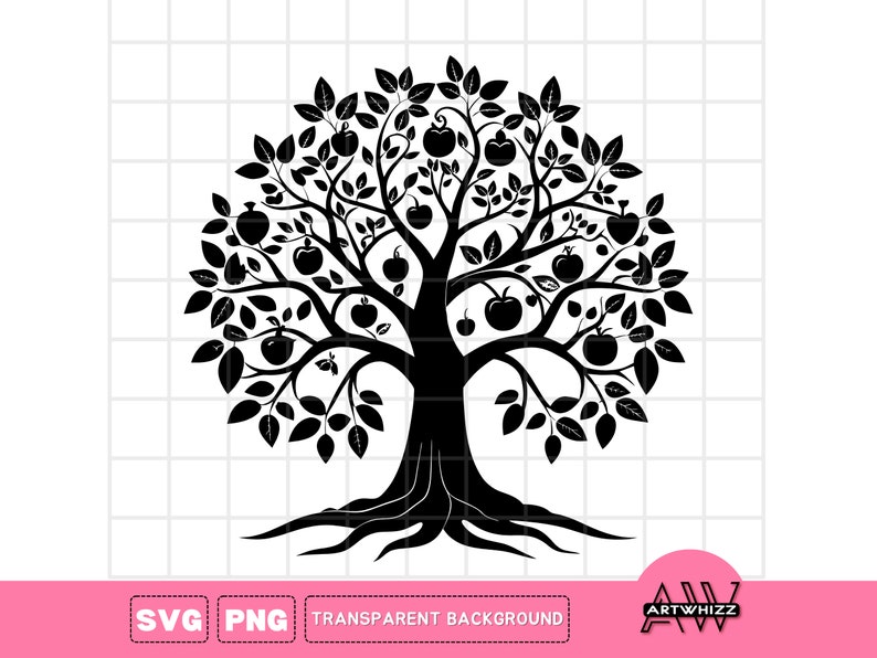 Apple Tree SVG, Tree PNG, Svg Cut File, Svg for Tshirts, Cricut File ...