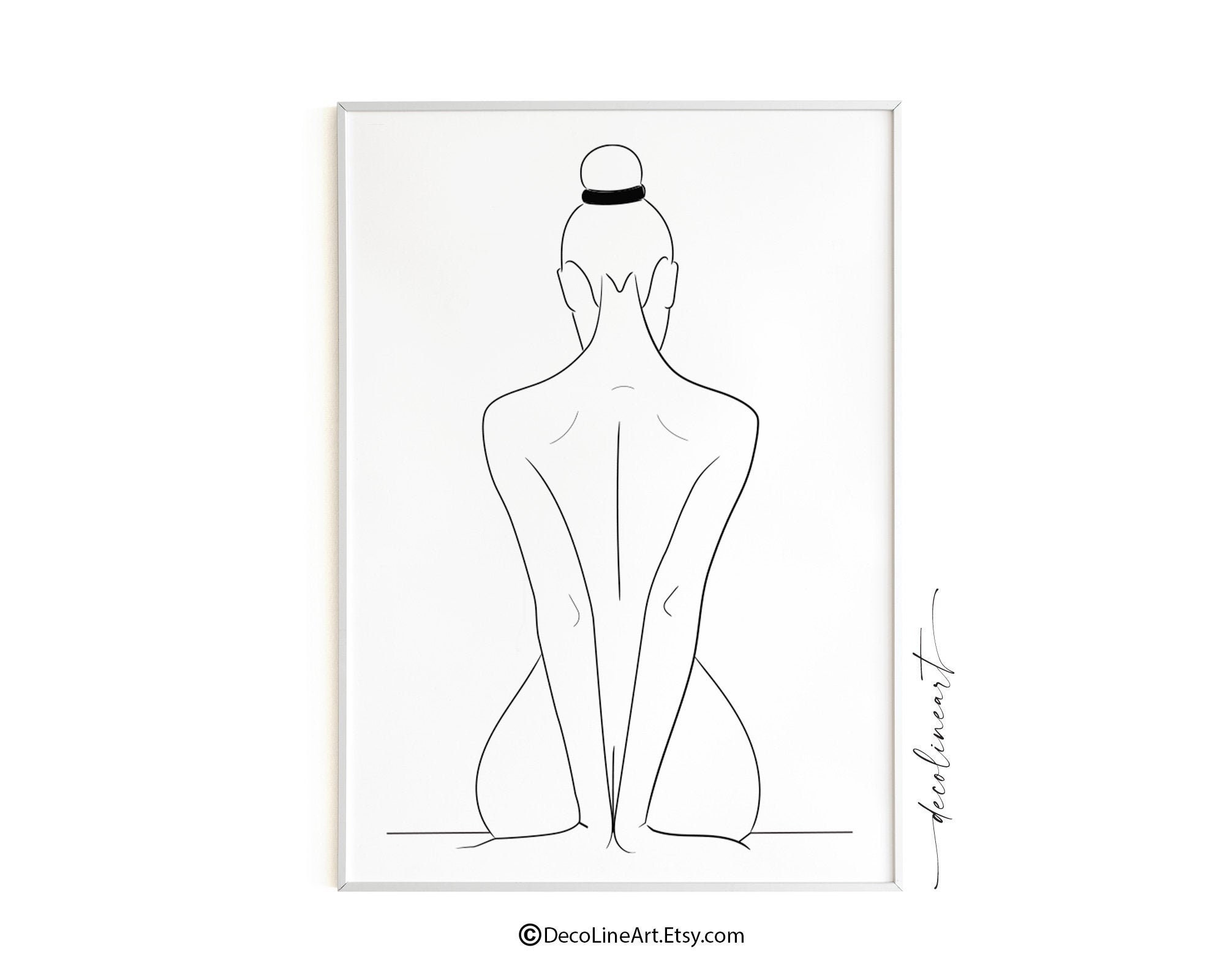 Woman Line Art Woman Back Line Art Woman Back Print Woman - Etsy