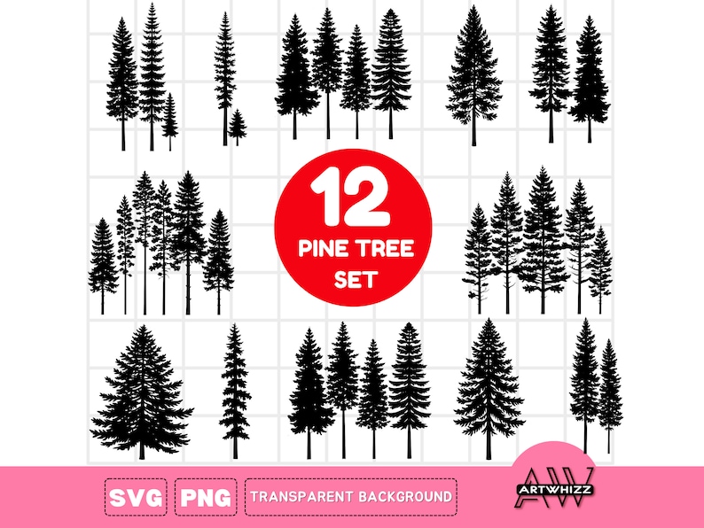 Pine Tree SVG Bundle, Silhouette SVG, Vector Clipart SVG for T-shirts ...