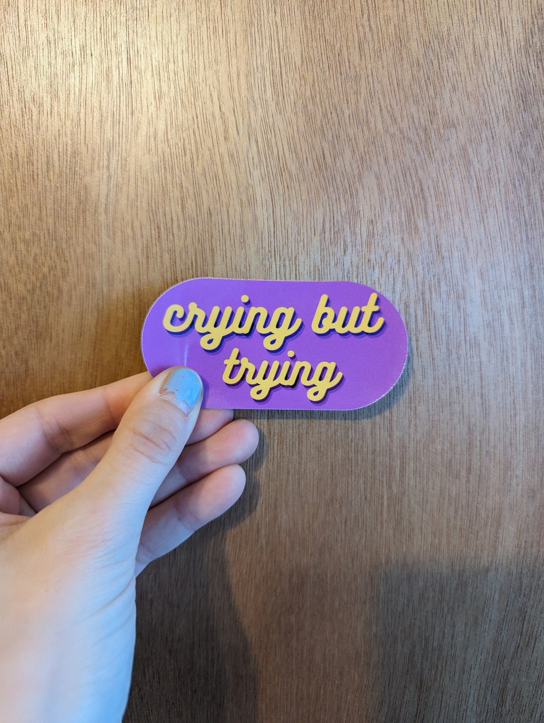 Crying but Trying Mental Health Sticker - Etsy