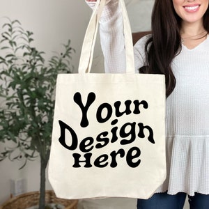 Personalized Wavy Text Trendy Custom Tote Customized with Personal Logo or Your Design Gift for him or Gift for her.