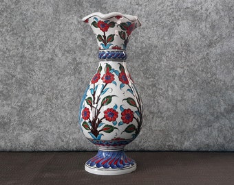 Handmade Ceramic Flower Vase, Thin Vase has 12.2" of Height, Gift for Her