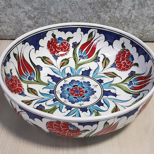 Turkish Handmade Ceramic Pottery Fruit Bowl 25 cm (10") in Diameter Christmas Gift