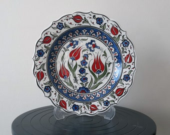 Turkish Hand Painted Ceramic Pottery Handmade Decorative Plate Serving Plate 18,5 cm Wall Decor
