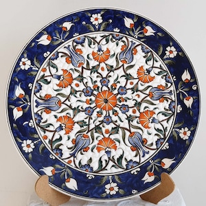 Handmade Ceramic Plate 30 cm in Diameter (12.2&quot;) Turkish Pottery Plate Wall Decor