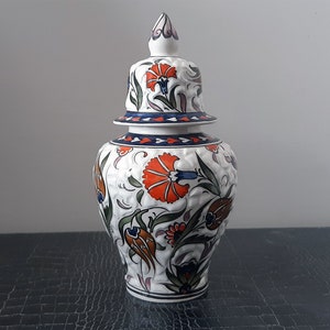 Hand Painted Ceramic Turkish Pottery Shah Jar Ginger Jar 24 cm of Length (9.4”)