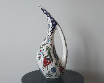 Turkish Hand Painted Ceramic Art Pottery Pelican Jug 28 cm of Length (11.2”)