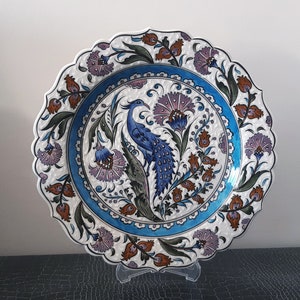 Turkish Hand Painted Ceramic Pottery Handmade Decorative Plate Serving Plate 30,5 cm Wall Decor