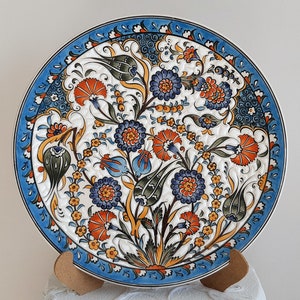 Handmade Ceramic Plate 30 cm in Diameter Service Plate (12.2&quot;) Turkish Pottery Plate Wall Decor