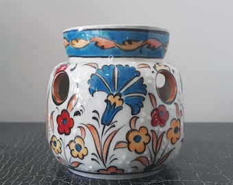 Handmade Turkish Ceramic Essential Oil Burner: Floral Incense Holder