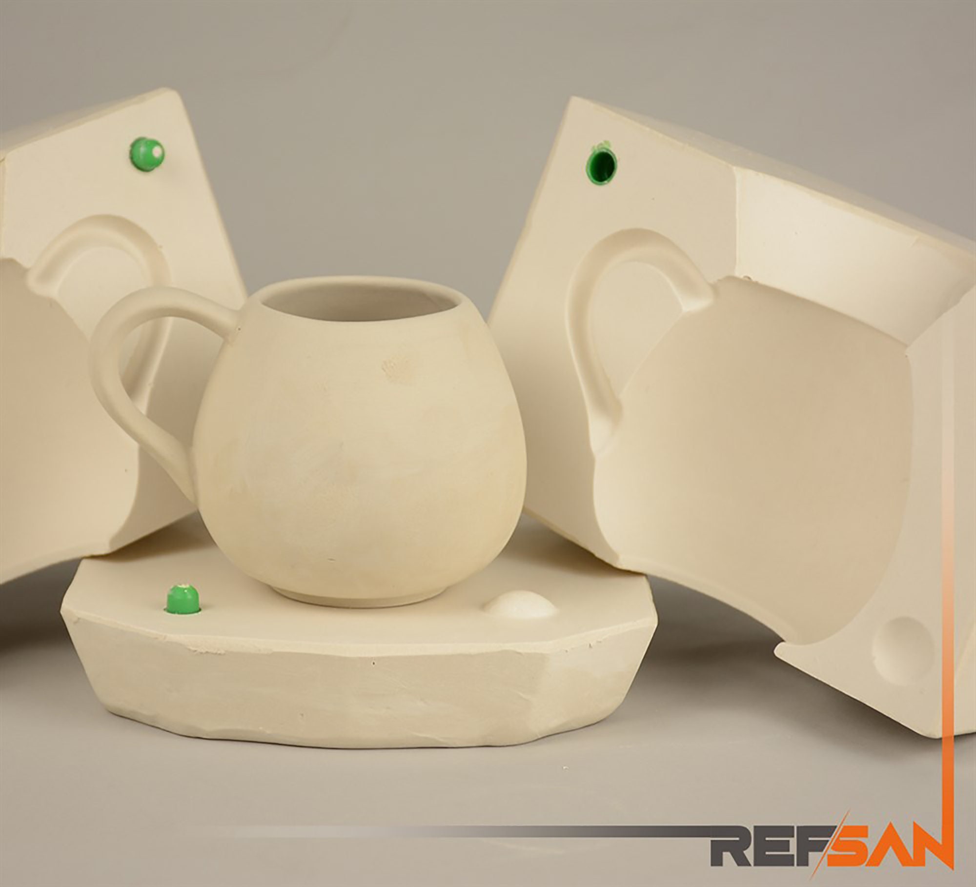 SFA 642 Ceramic Slip Mold 7.75 Ruffle Top Ornate Handled Plain Pitcher