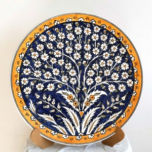 Handmade Ceramic Serving Plate: Turkish Tree of Life Art (12.2&quot;)