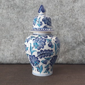 Hand Painted Ceramic Turkish Pottery Shah Jar Ginger Jar 24 cm of Length (9.4”)