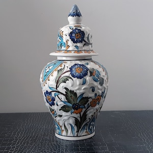 Hand Painted Ceramic Turkish Pottery Shah Jar Ginger Jar 24 cm of Length (9.4”)