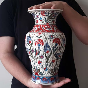 Handmade Ceramic Flower Vase has 13&quot; of Height, Gift for Her