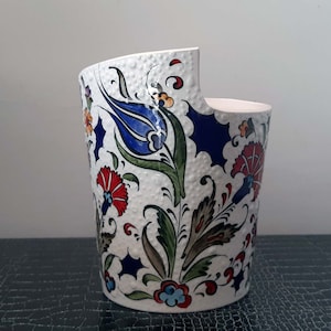 Handmade Ceramic Succulent Planter Pot: Turkish Floral Design