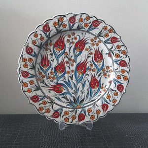 Turkish Hand Painted Ceramic Pottery Handmade Decorative Plate Serving Plate 30,5 cm Wall Decor