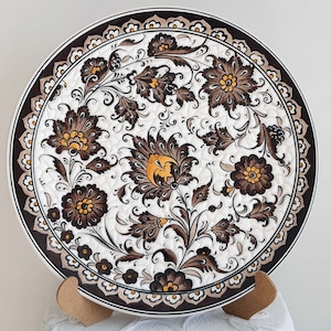 Handmade Ceramic Plate 30 cm in Diameter (12.2&quot;) Turkish Pottery Plate Wall Decor
