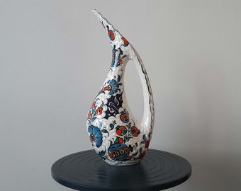 Turkish Hand Painted Ceramic Art Pottery Pelican Jug 30 cm of Length (11.4”) Mother's Day Gift