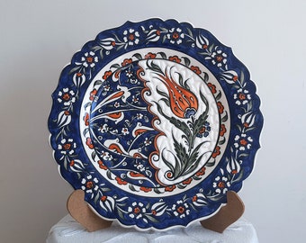 Turkish Hand Crafted Ceramic Pottery Handmade Decorative Plate 26,5 cm Wall Decor